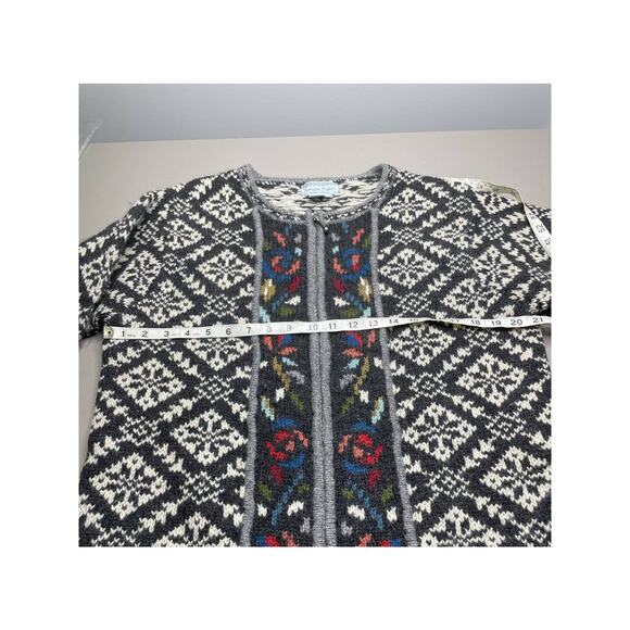 Vtg Nomadic Traders Fair Isle Cardigan Sweater Full Zip Long Sleeve Multicolor L - Picture 8 of 10